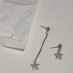 Silver Star Chain Earrings